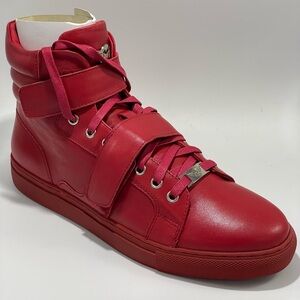 Ferrari Massari High Hustler Red Calfskin Leather High Top Sneakers Mens‎ 8.5